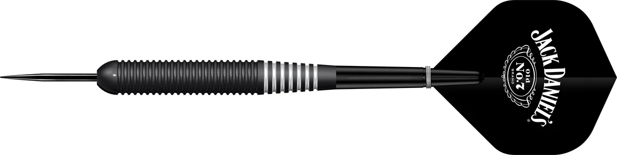 Jack Daniels Brass Steeldart 22g Seitenansicht mit geradem Barrel und Ringgrip