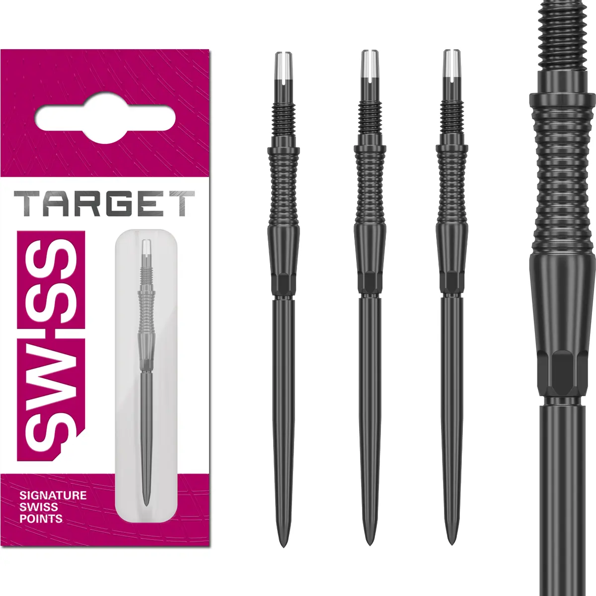 Target Swiss Point Signature RST Schwarz – Swiss Point Spitzen Set in drei Längen Target Swiss Point Signature RST Spitzen Schwarz – komplette Variantenübersicht 30 mm, 35 mm und 42 mm