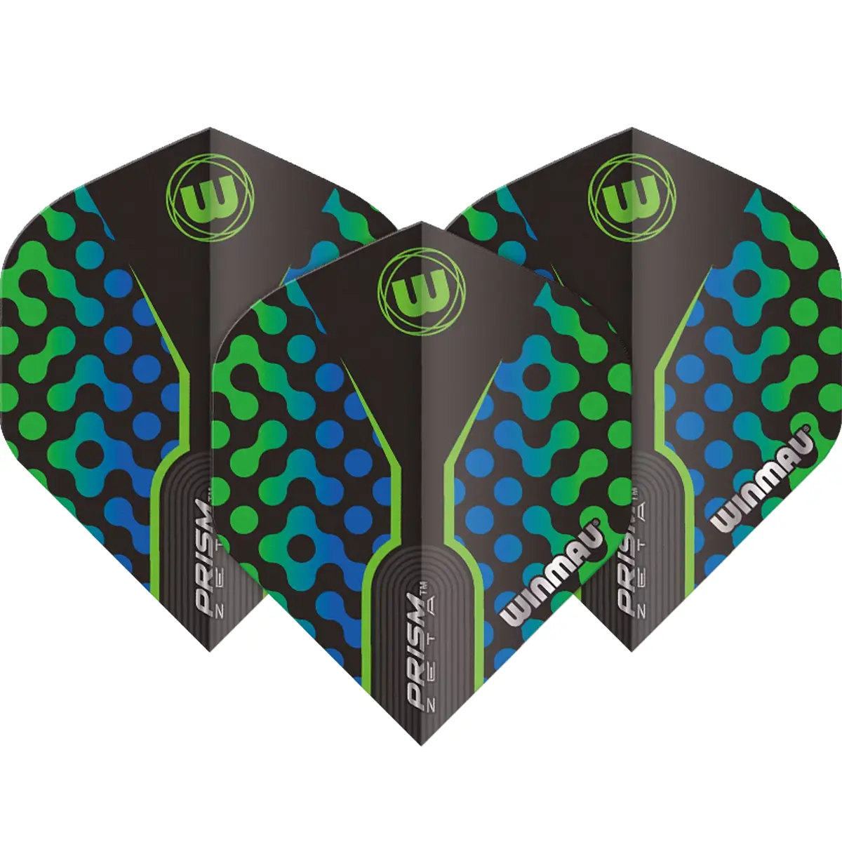 Winmau Prism Zeta Flights – 3er Set Schwarz, Blau & Grün