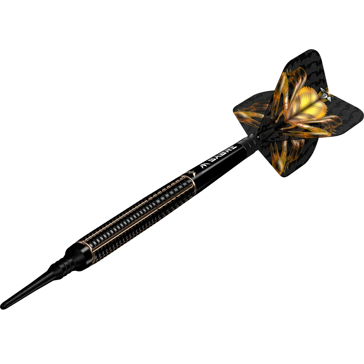 Mission Scorpion Softdart mit Ringgrip und Axialrillen in dynamischer Ansicht