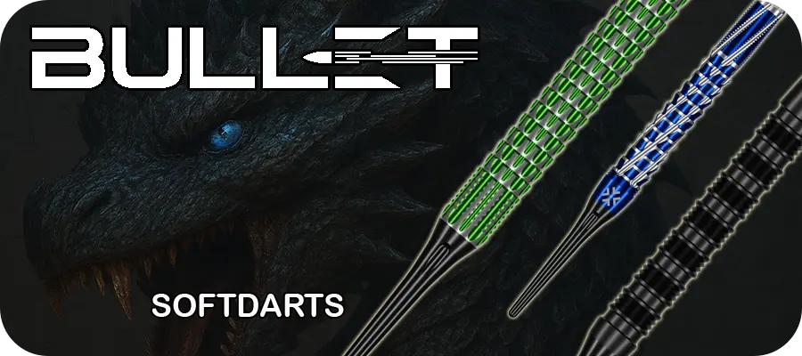 Bullet Softdarts Kategorienbanner mit Alligator-Motiv und Bullet Logo in dunklem Grün