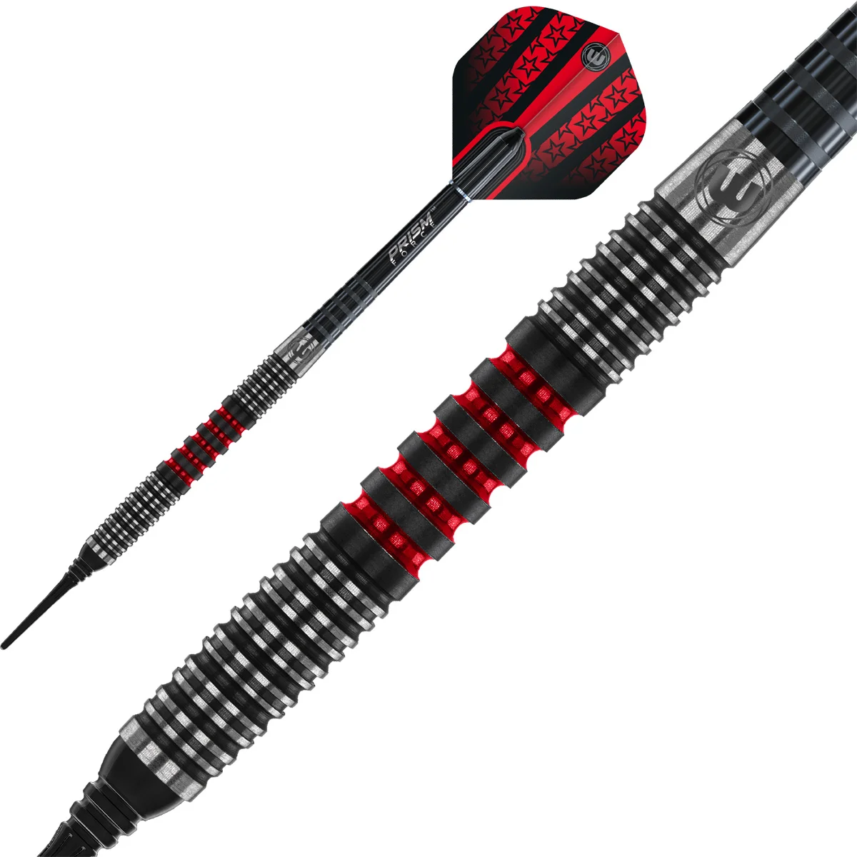 Winmau Joe Cullen Softdart mit Prism Force Shaft und Prism Alpha Flight in Detailaufnahme.