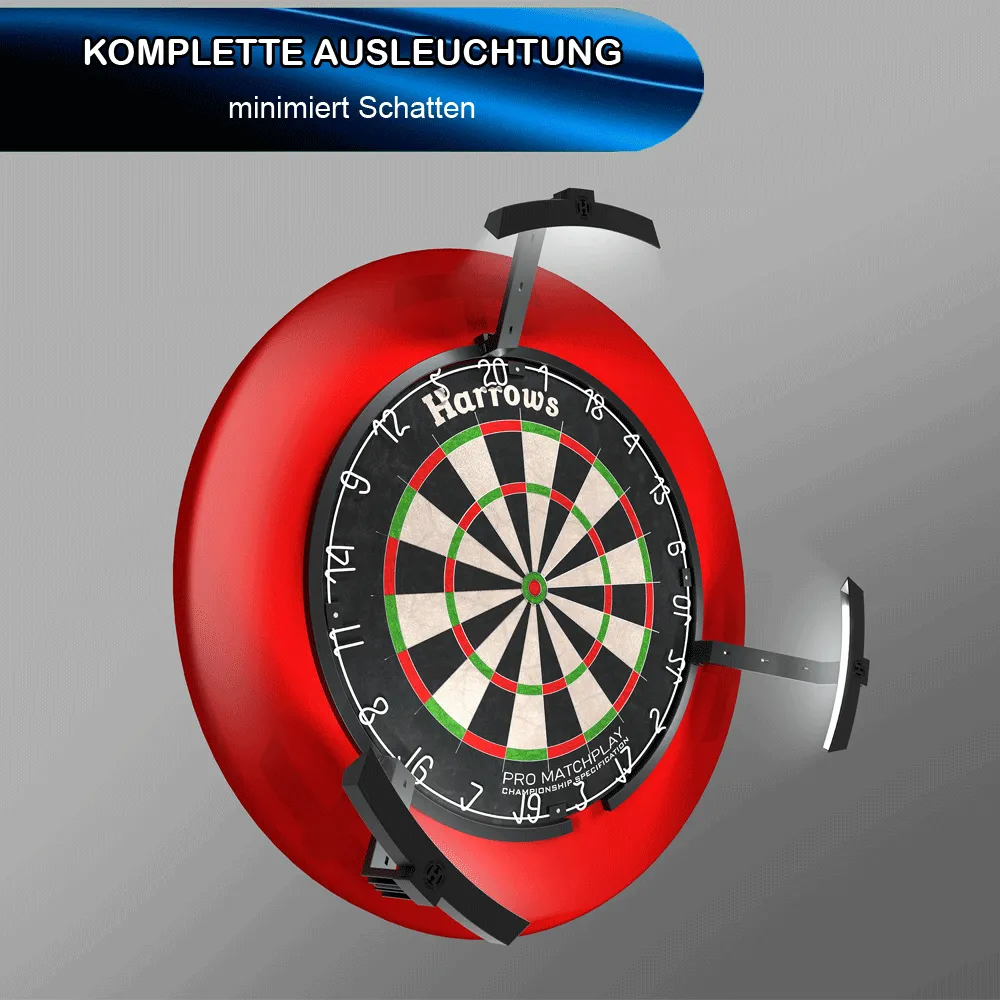 Einsatz der Harrows Tri-Light LED-Beleuchtung beim Dartspiel