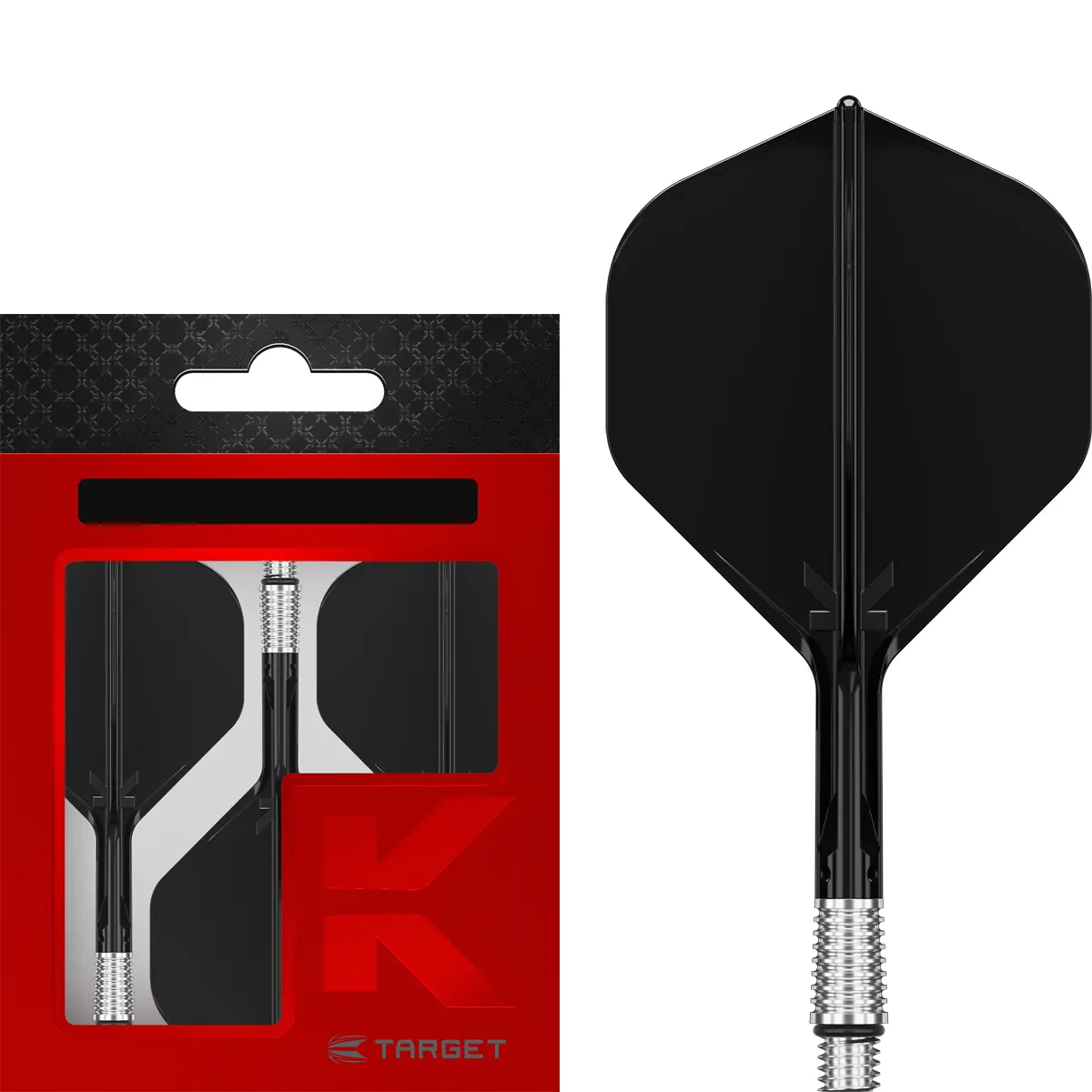 Target K-Shift Flight & Shaft System No.2 schwarz Intermediate 26 mm – einteiliges Dart Flight- und Shaft-System ohne Rotation