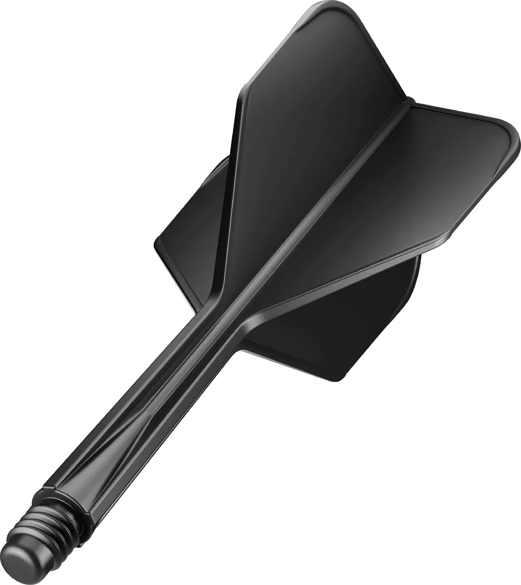 Goat A1R Shaft Flights No.6 Schwarz dynamisch dargestellt als integriertes Flight-Shaft-System für Darts
