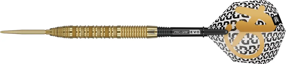 Seitenansicht des geraden Barrels mit durchgehendem Ringgrip und goldener Beschichtung.