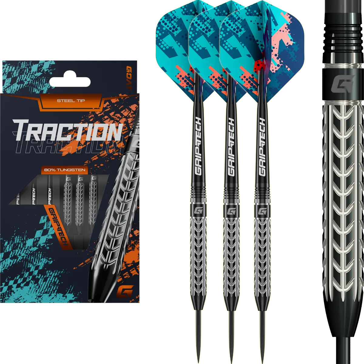 GOAT Traction Steeldarts 22 g komplett montiert mit Shaft, Flight und Steel Tip