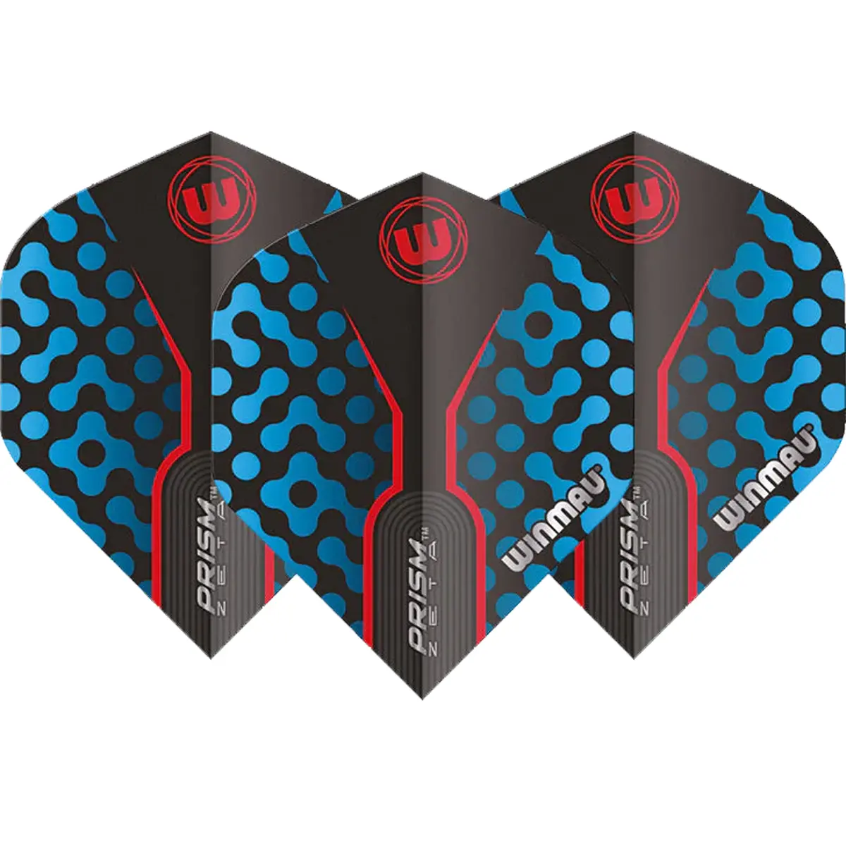 Winmau Prism Zeta Flights – 3er Pack in Schwarz, Blau & Rot