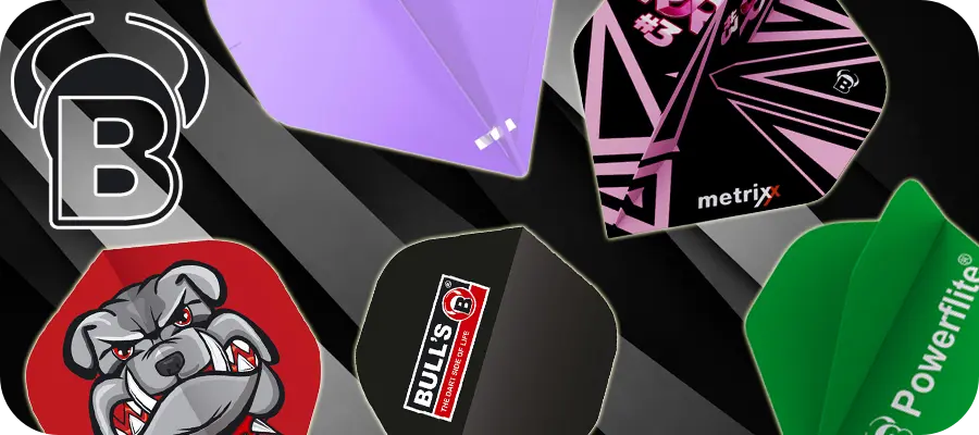 Bull’s Dart Flights Kategorie Banner mit verschiedenen Flight Designs und Serien