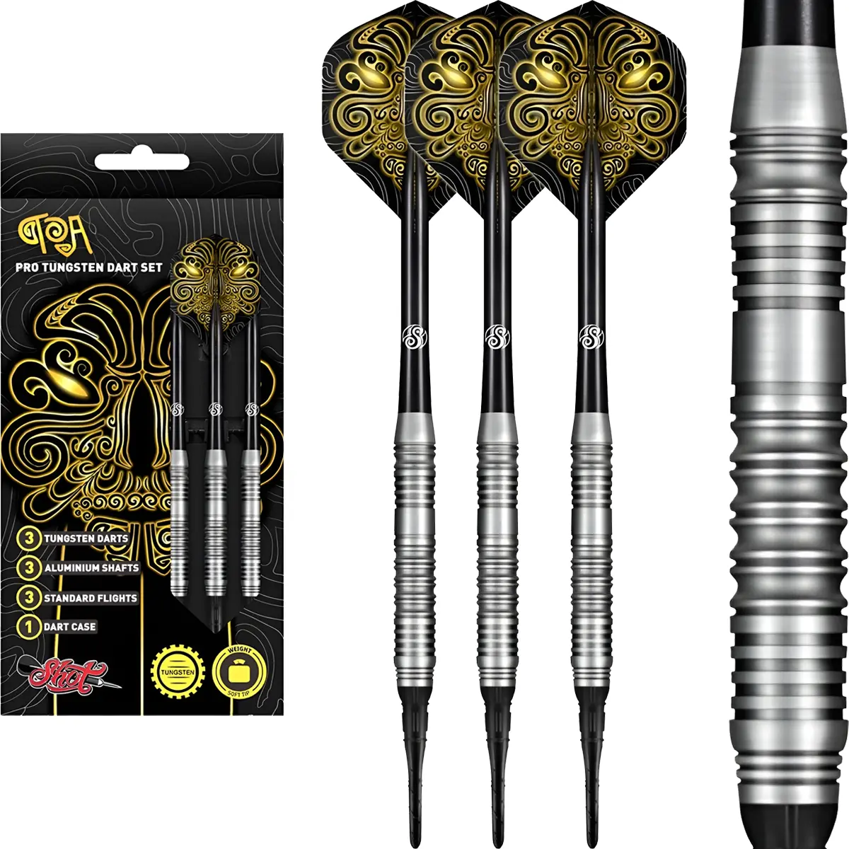 Shot Value Range TOA Softdarts Komplettset 18g – 70% Tungsten Darts mit Aluminium Shafts und Standard Flights