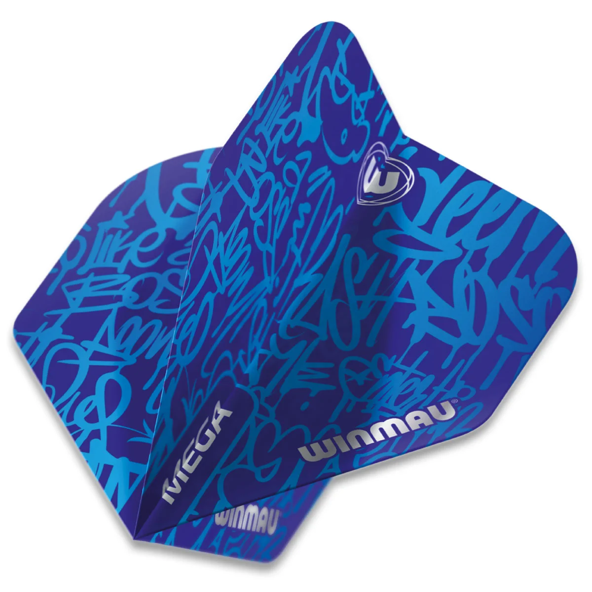 Winmau Mega Graffiti Flights Blau – Urban Style & 75 Mikron stark Winmau Mega Standard Flights Blau mit hellblauem Graffiti-Muster