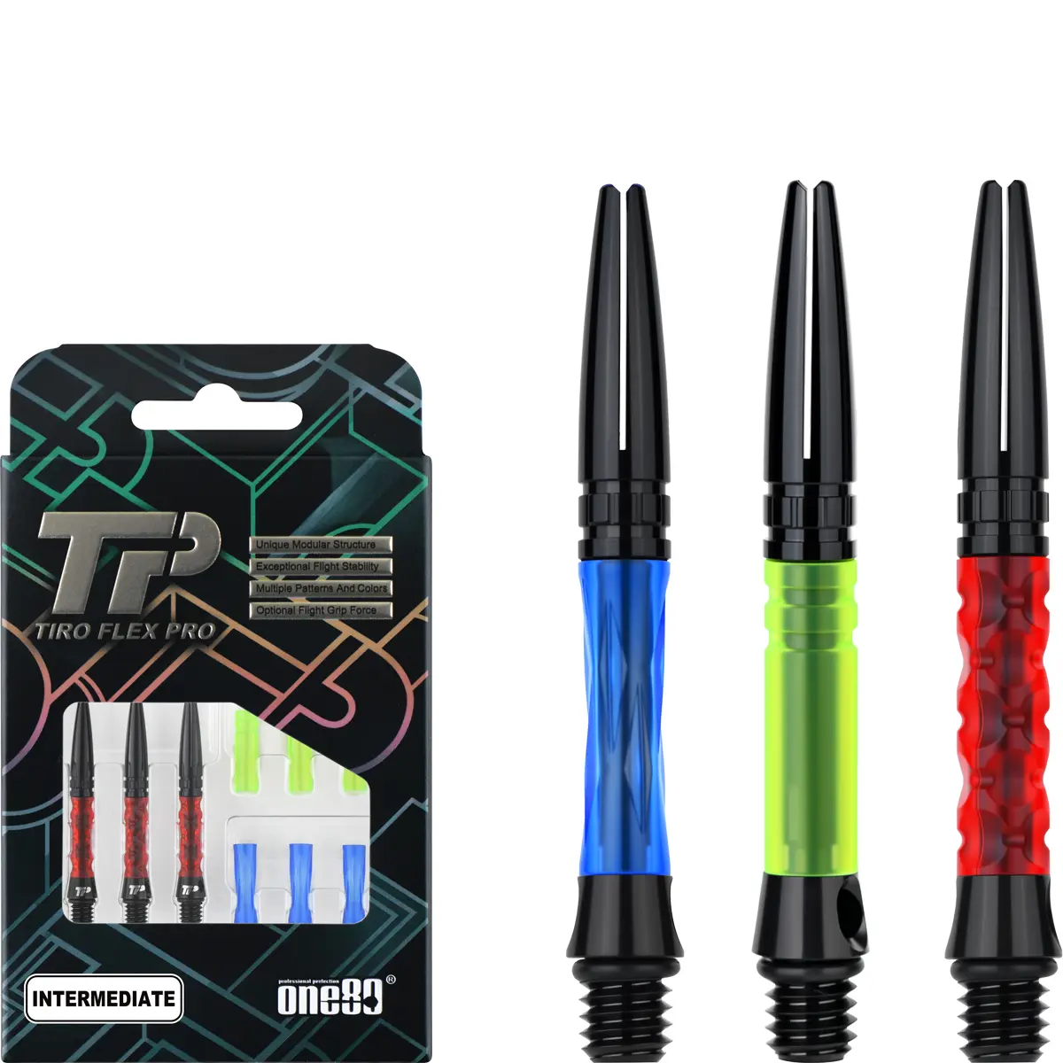 One80 TiroFlexPro Dart Shafts Intermediate 41 mm mit modularer Tube Konstruktion für individuelle Balance