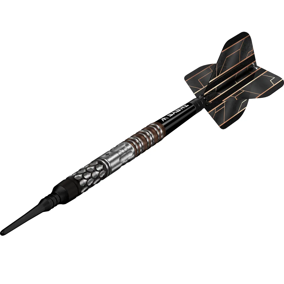 Mission Tycho Softdart mit Bronze-Schwarz Flight und Sabre Shaft