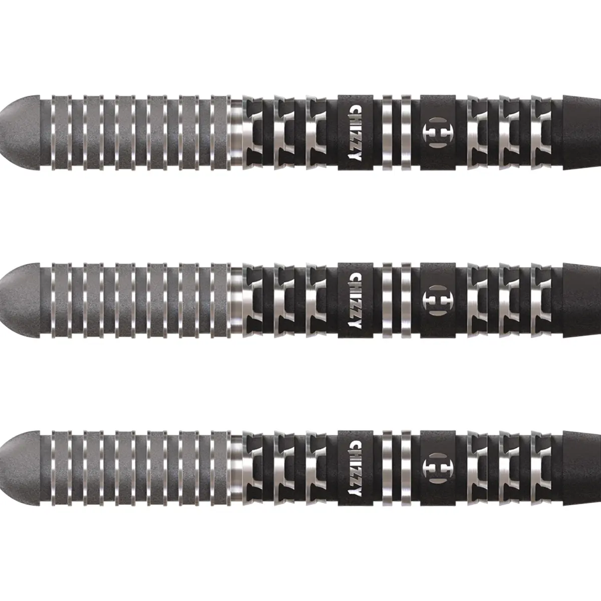 Chisnall Series 4 – Barrel-Details & Grip Barrel-Details der Chisnall Series 4 – sandgestrahlte Abschnitte, präzise Geo-Milling-Cuts, 90 % Tungsten