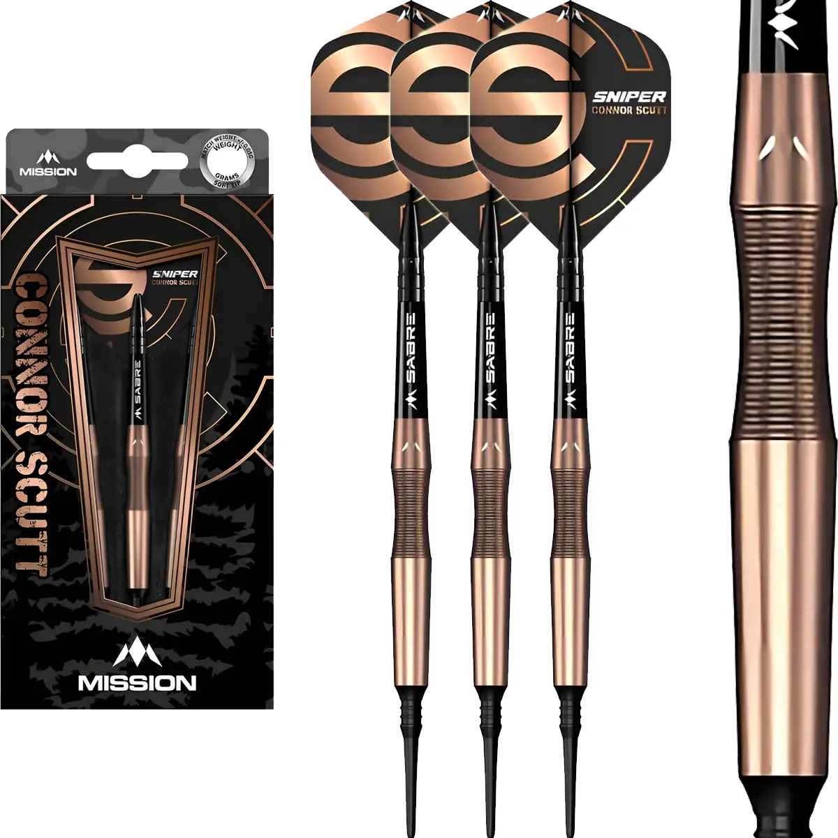 Mission Connor Scutt V2 Softdarts 18g – 3er Set mit Flights und Shafts