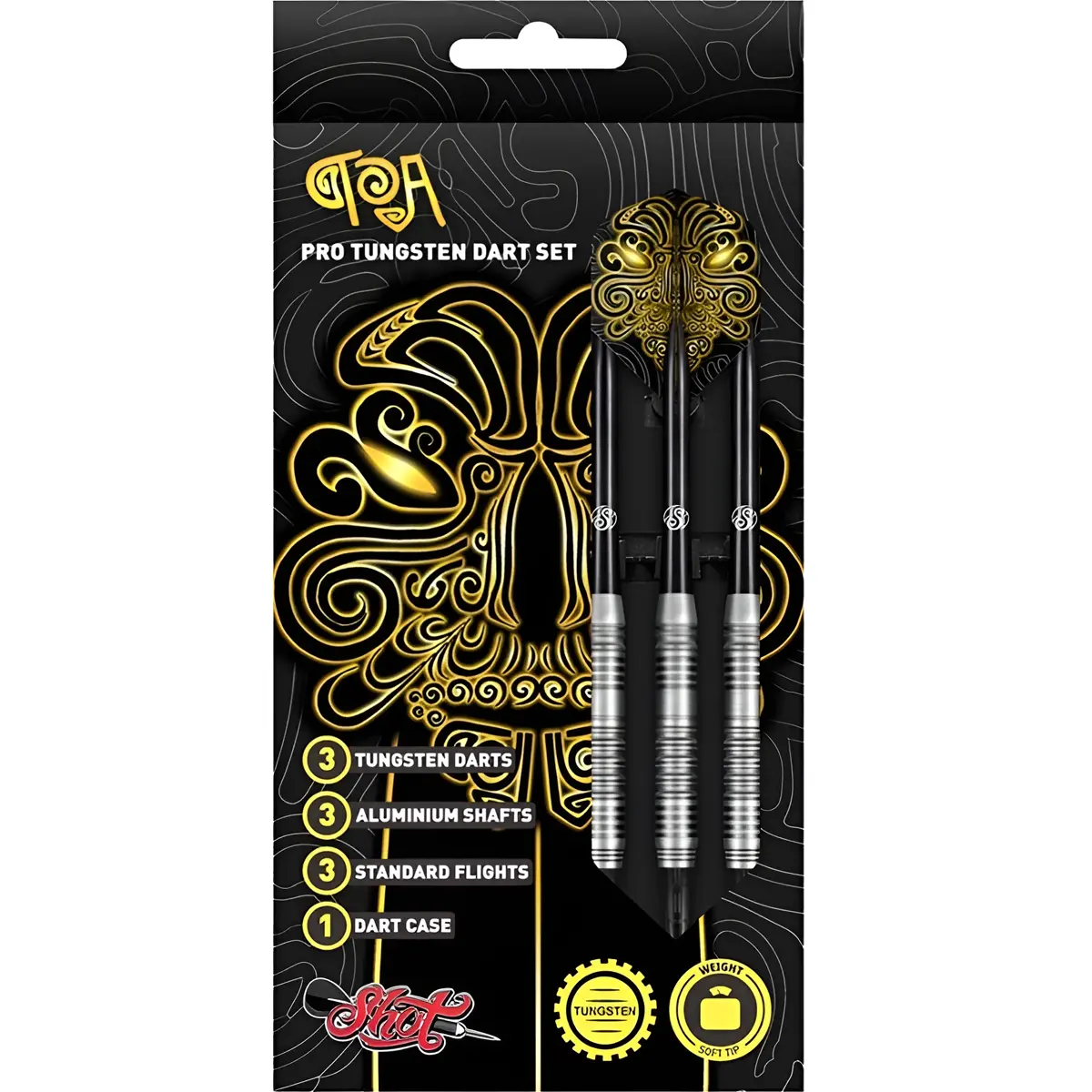 Shot Value Range TOA Softdarts Verpackung – 70% Tungsten Softdart Set mit Aluminium Shafts und TOA Flights