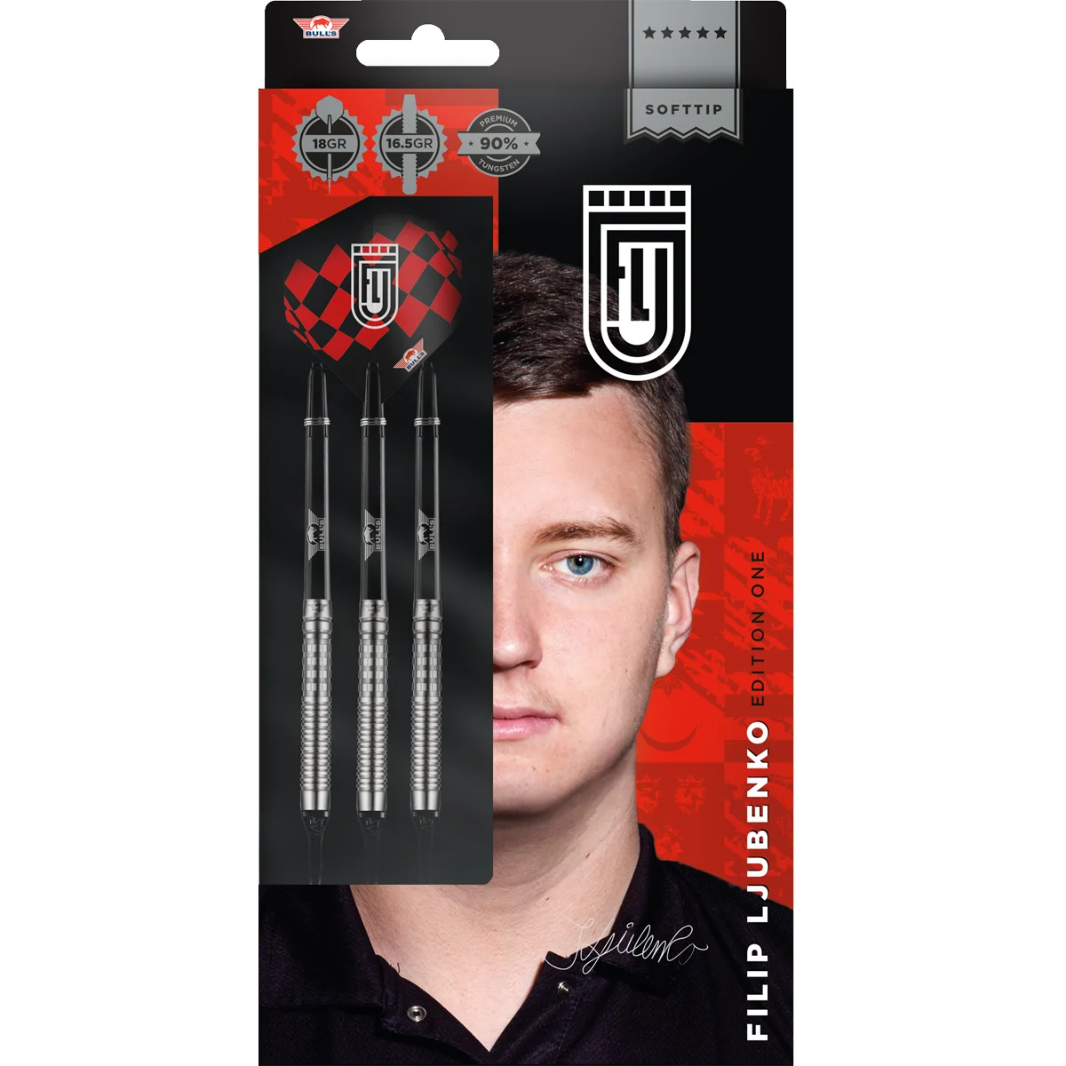 Originalverpackung der Bull's NL Filip Ljubenko Softdarts 20g