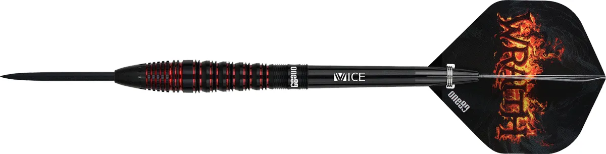 Seitenansicht des One80 Wraith W4 Steeldarts mit aggressivem Gripprofil