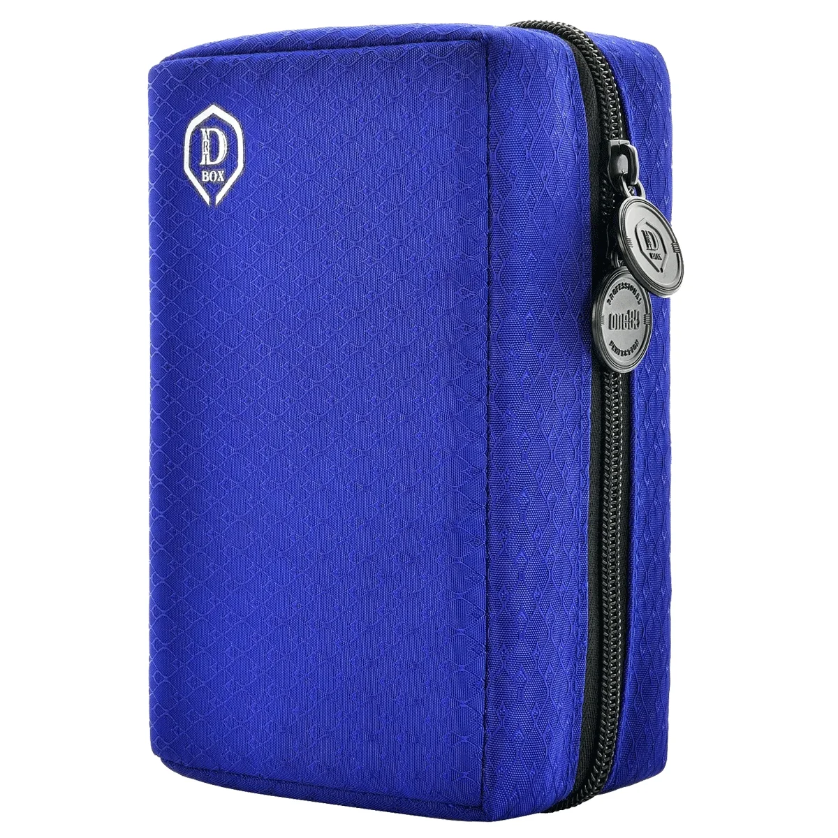 One80 Double Dart Box Blau – stylische Darttasche für Zubehör und Darts One80 Double Darttasche in Blau – Tasche für 2 montierte Dartsets mit Zubehör