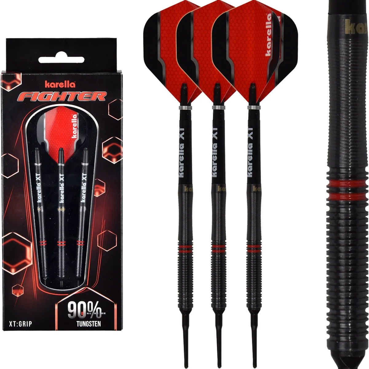 Karella Fighter Softdarts mit 18 oder 20 Gramm Komplettgewicht Karella Fighter Softdarts Dartset in Frontansicht