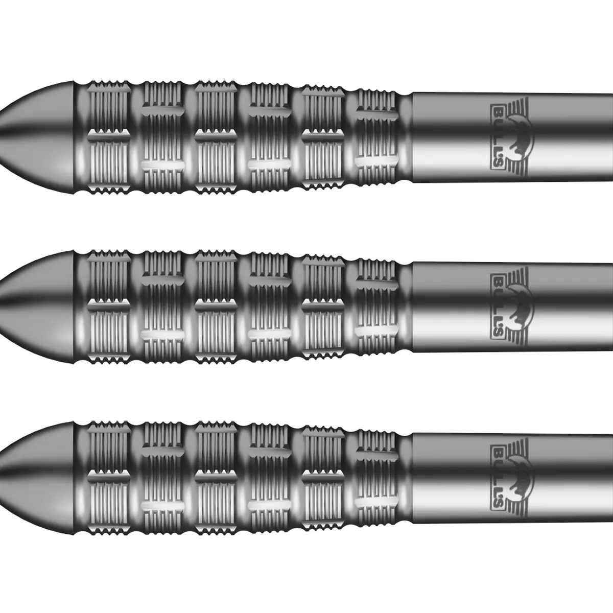 Nahaufnahme der gerillten Barrels der Bull’s Mercurius Lia Steeldarts