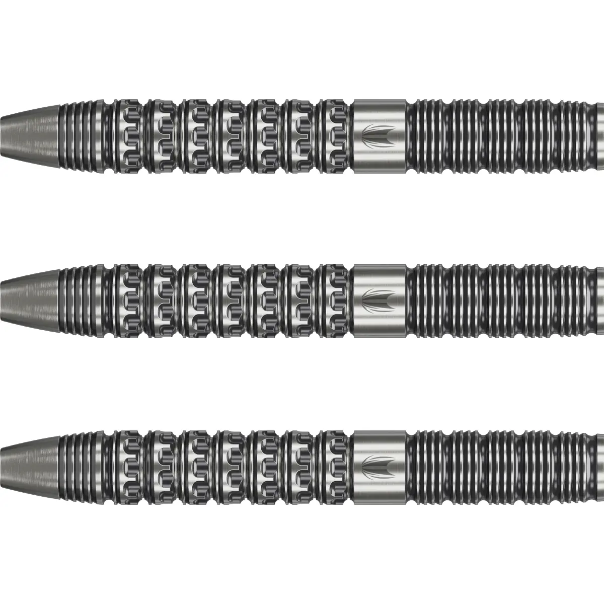 Target Redux 01 Swiss Point Dartbarrels – Griffdetails Target Redux 01 Dartbarrels – 90 % Tungsten mit radial gefrästem Grip im Detail