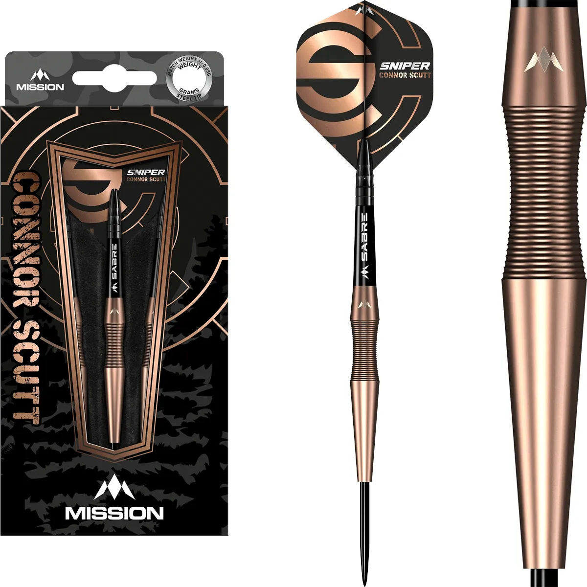 Mission Connor Scutt V2 Steeldarts Set – 90 % Tungsten Steeldarts von Mission