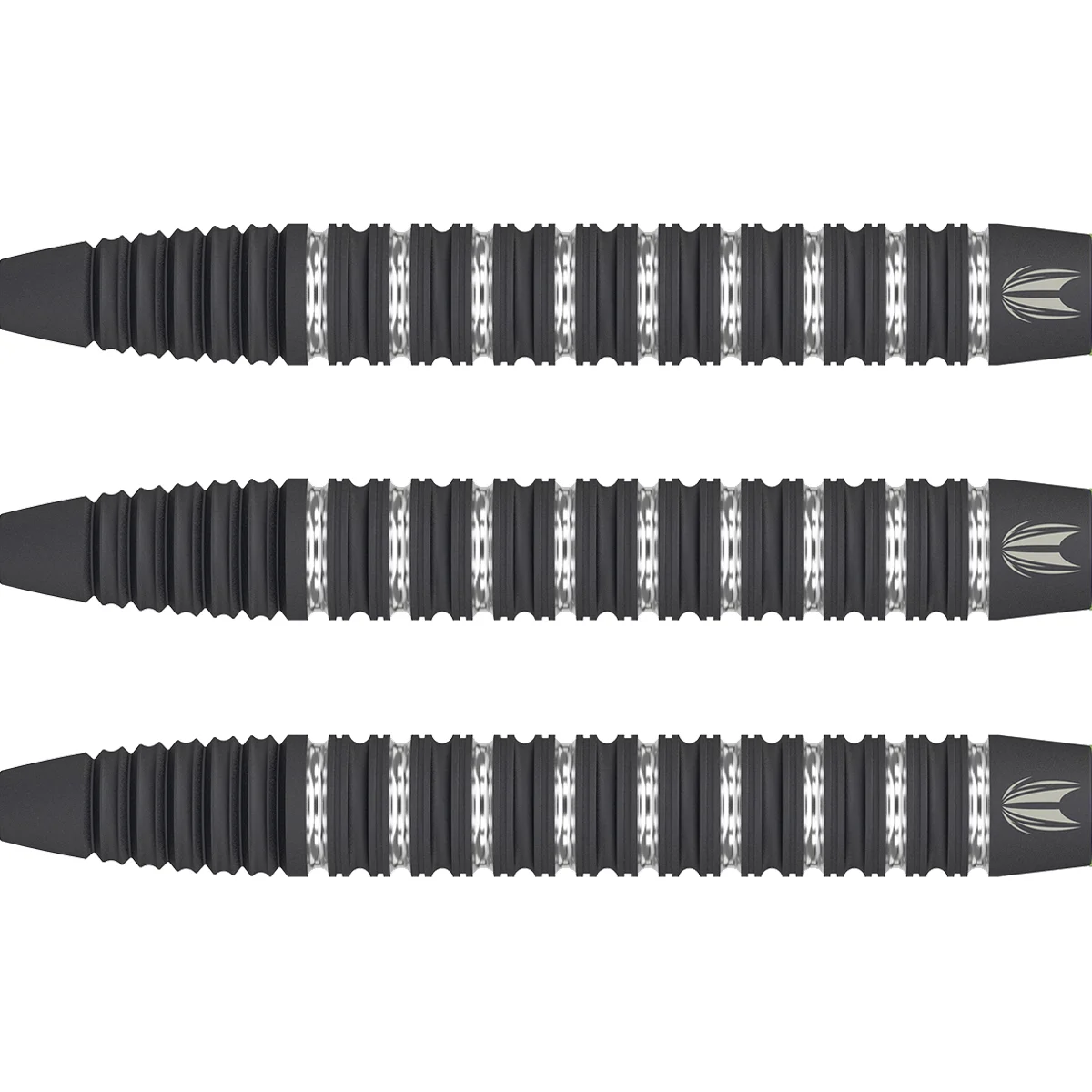 Target Yohkoh 02 Steeldarts 25g Barrel Detail mit Doppel Ringgrip sandgestrahlter Oberfläche und schwarzer Beschichtung