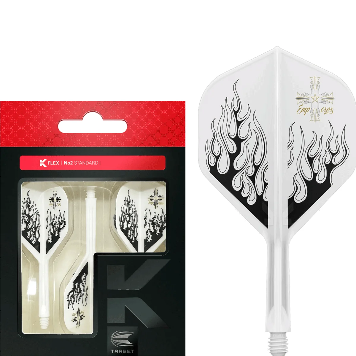 Target K-Flex Hoshino Mitsumasa Flights, Form No2, Länge Short (19mm), Farbe Weiss