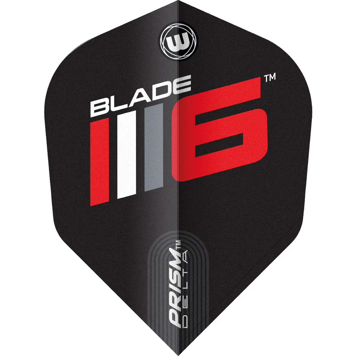 Winmau Prism Delta Blade 6 No6 Flight einzeln – schwarzer Dart Flight mit rotem Logo