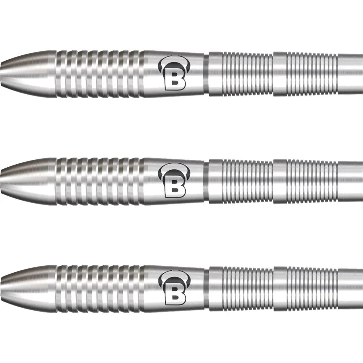 Phantom PT4 Barrelstruktur – Ringed und Shark Grip im Fokus Detailansicht der Bull's Phantom PT4 Barrels mit Ring- und Shark Grip