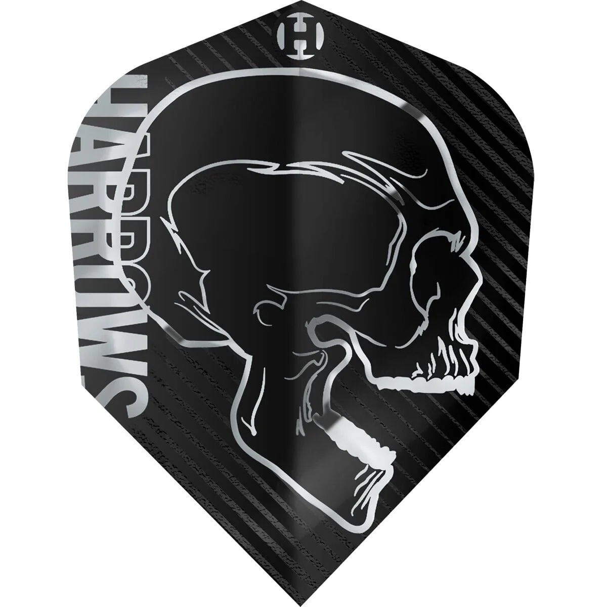 Harrows Rage No.6 Flights silber – 100 Micron, schmale Standardform mit metallic Totenkopf
