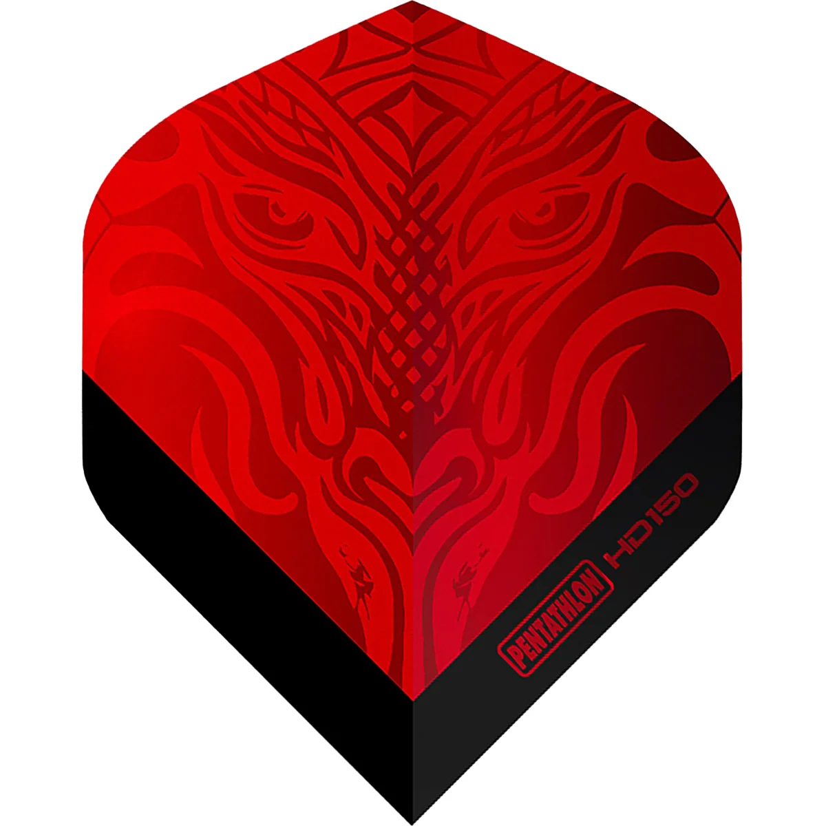 HD150 Metallic Flights Rot – Tribal Design – 150 Mikron Pentathlon HD150 Metallic Dart Flights Rot mit Tribal-Tigerkopf