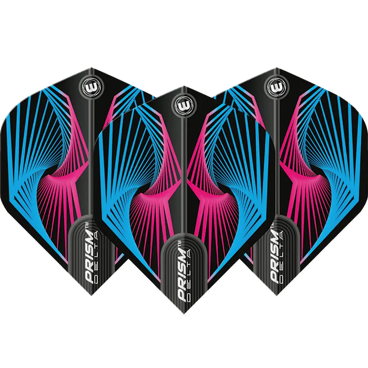 Winmau Prism Delta Spiral Flights Pink Blau im 3er Set – Standard No2 Dartflights 100 Mikron