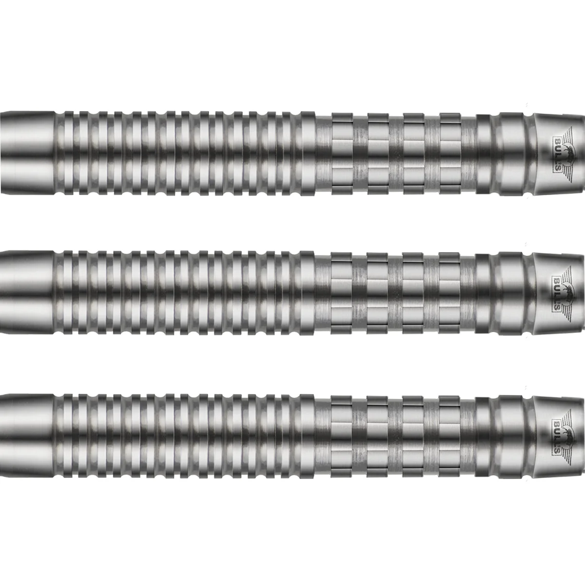 Gripstruktur der Bull's NL Filip Ljubenko Softdarts mit Ringed Grip und Axialrillen im Tungsten Barrel