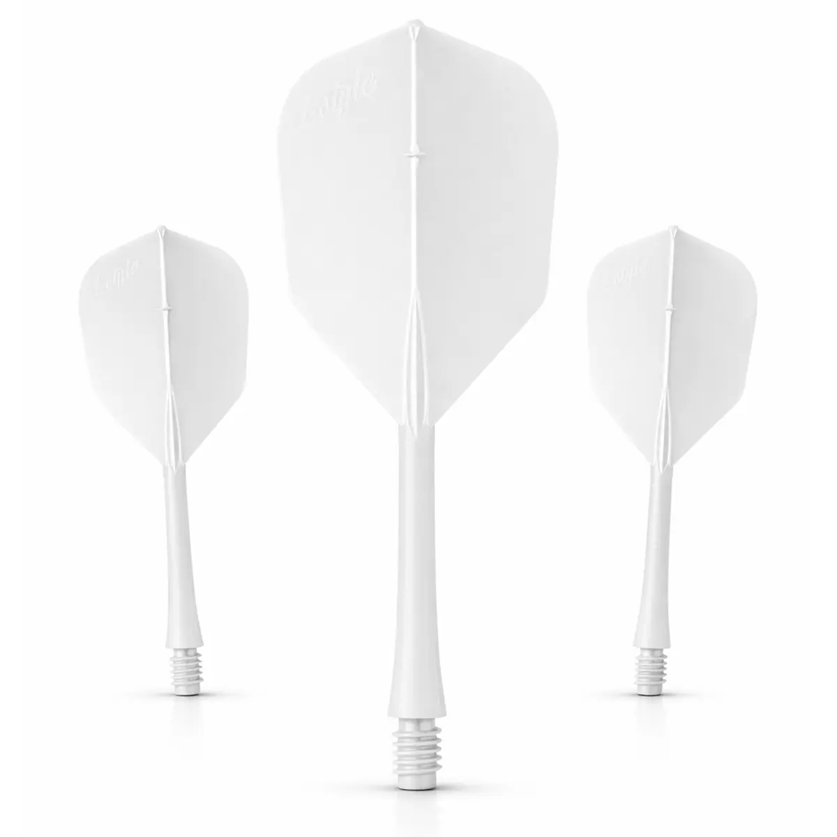 L-Style BarFlight 2BA Weiß L3 260 All-in-One Dart Flight und Shaft System Frontansicht