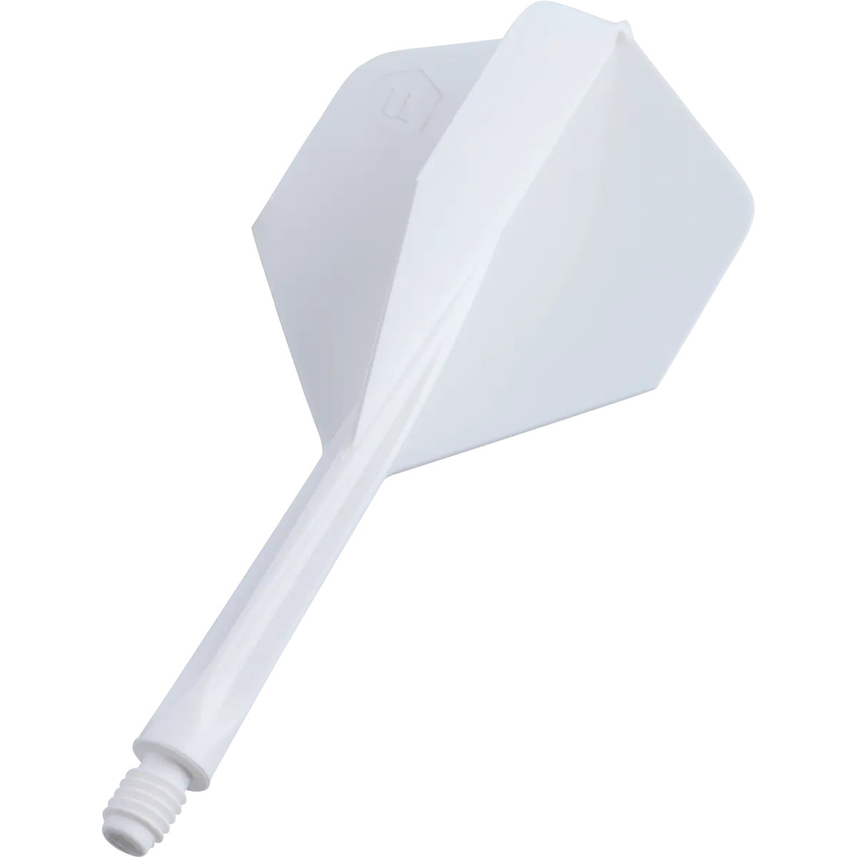 Unicorn Forge Flight System Plus Medium Weiß – integriertes Flight-Shaft-System in schräger Ansicht