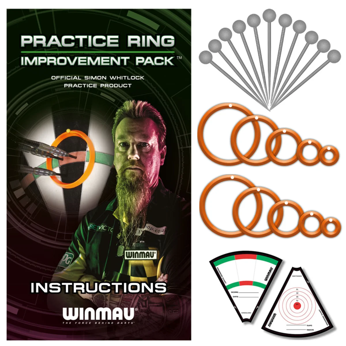 Winmau Simon Whitlock Practice Rings Set mit Ringen, Pins, Zielscheiben und Anleitung