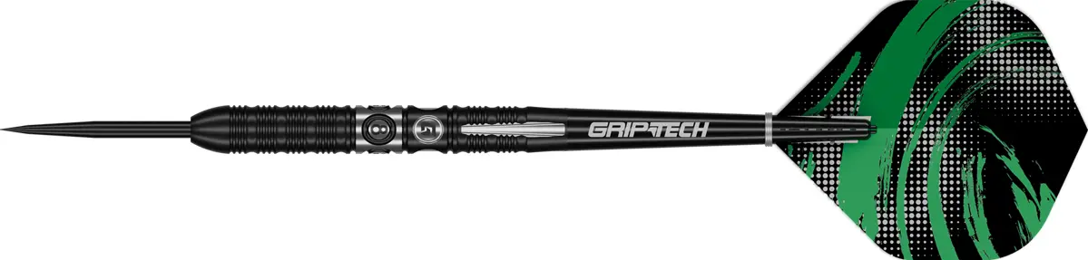 GOAT 8-Ball Steeldarts Barrel in Seitenansicht mit ausgewogener Ringstruktur