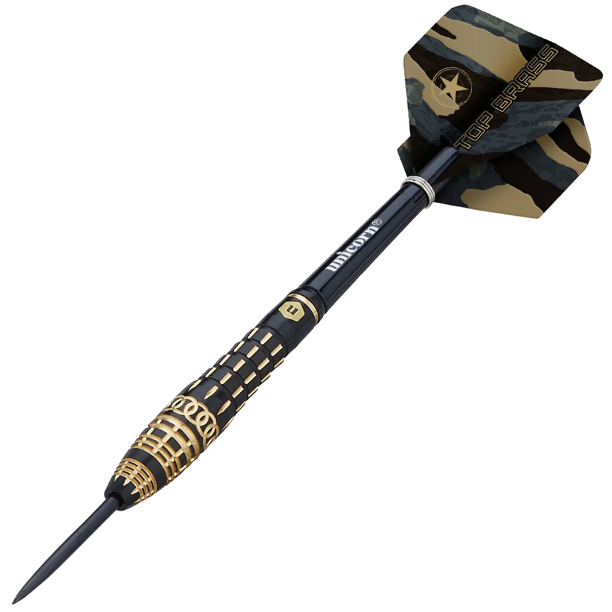 Unicorn Top Brass 4 – Messing-Dartpfeile mit breitem Griffprofil für stabile Würfe