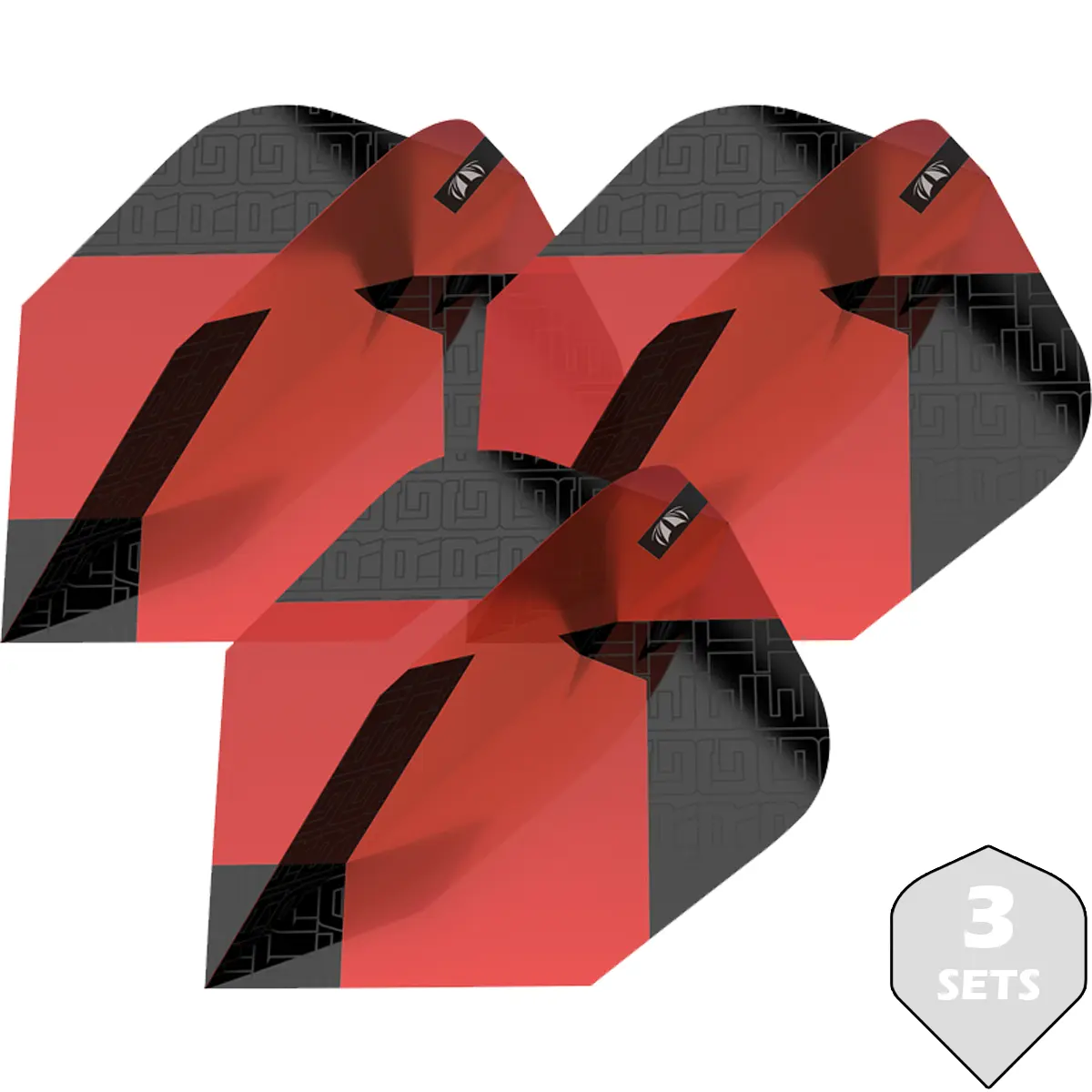 Target TAG Flights No6 rot als 3 Sets mit 9 Flights im rot-schwarzen Design und schmaler No6 Form