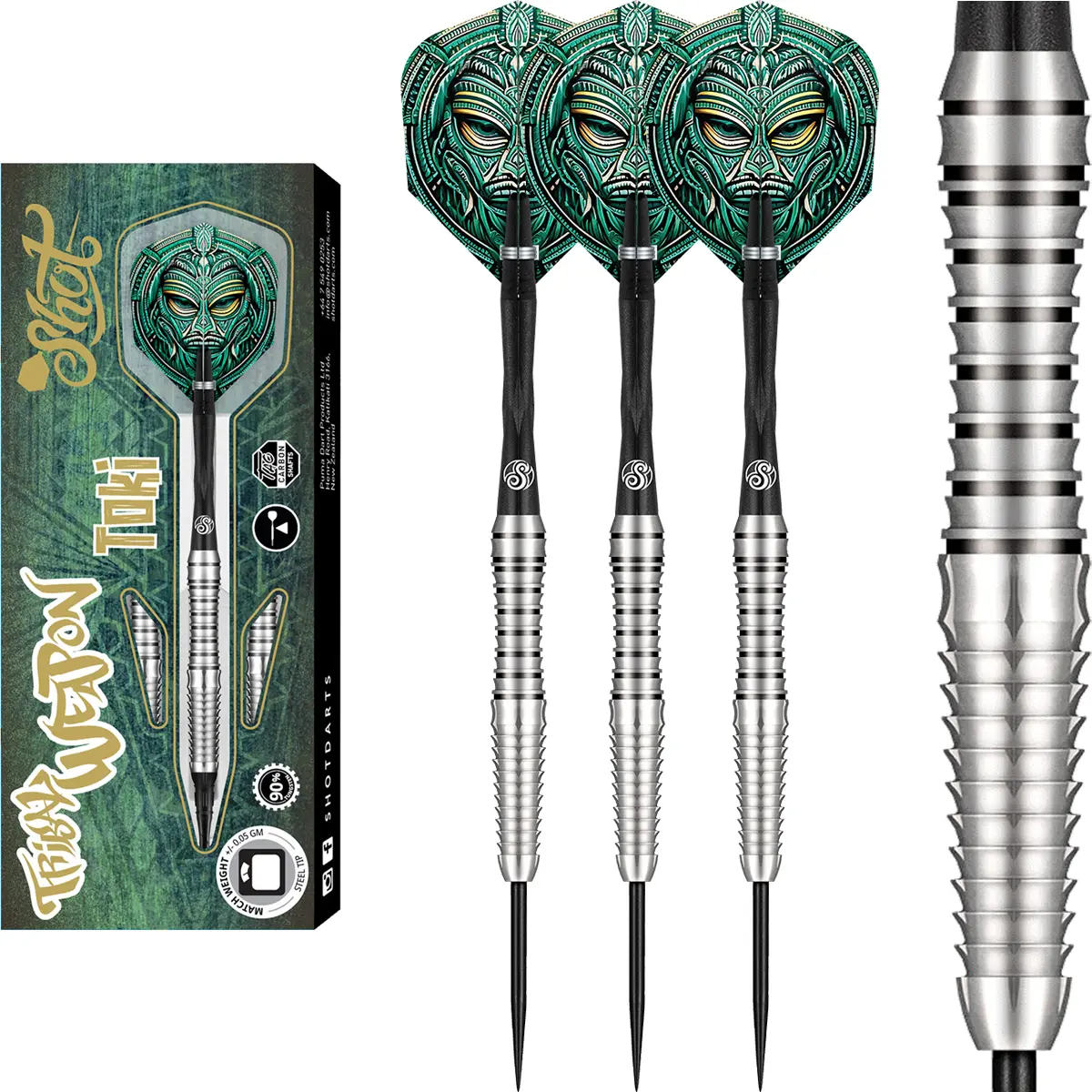Shot Tribal Weapon Toki Steeldarts 23 g – Profi-Darts ALT: Shot Tribal Weapon Toki Steeldarts 23 g – 90 % Tungsten im Maori-Design