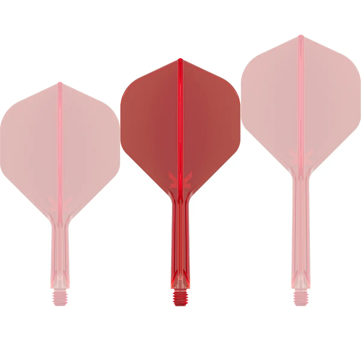 Target K-Flex No.2 Shape in Rot, Intermediate-Länge, integriertes Shaft-Flight-System von vorne