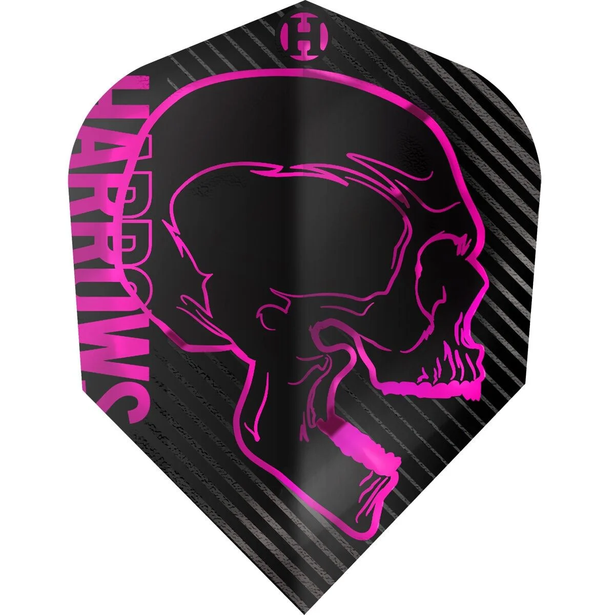 Harrows Rage No.6 Flights pink – 100 Micron, schmale Standardform mit metallic Totenkopf