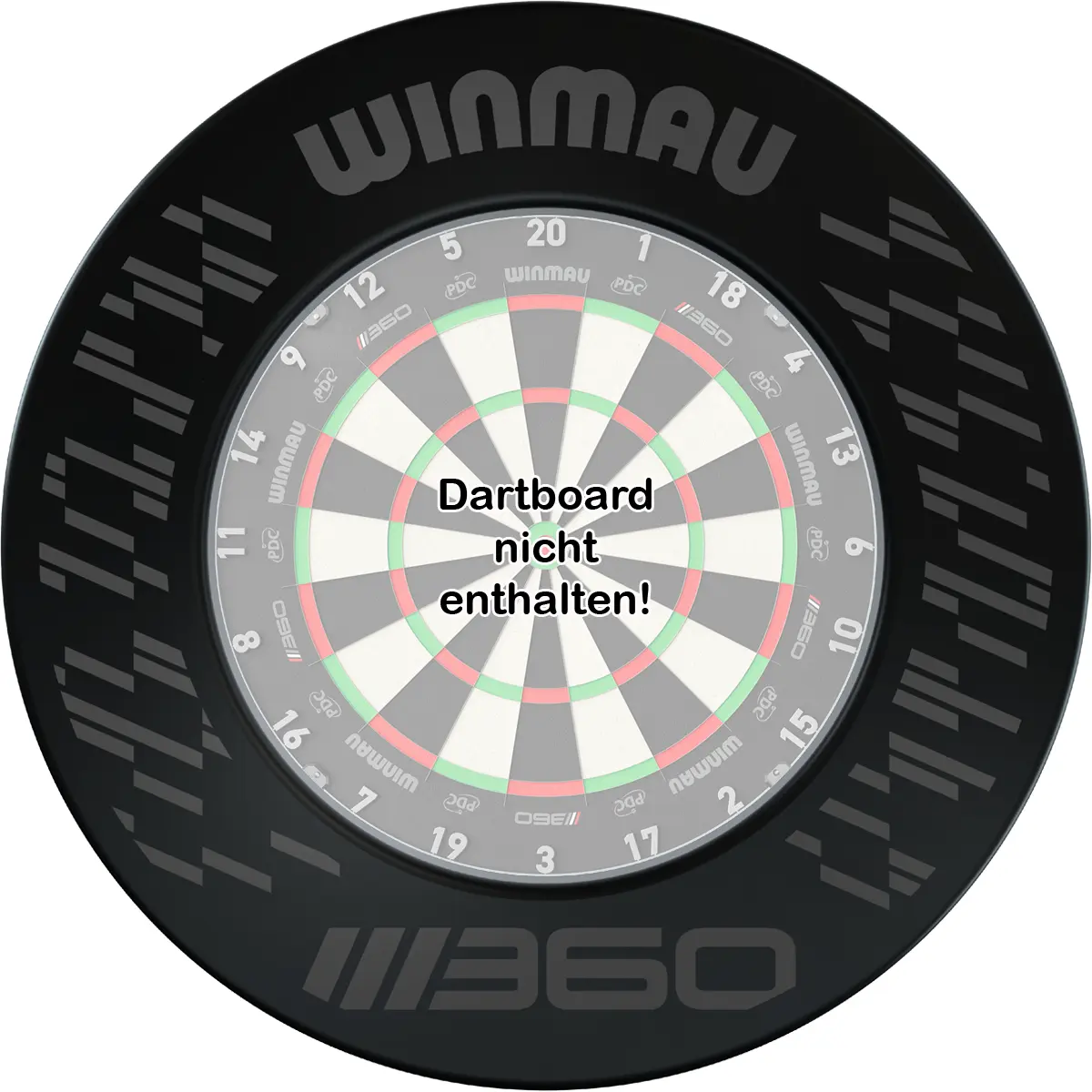 Winmau Blade 360 Surround Black – montiert an Dartscheibe, Hinweis Dartboard nicht enthalten