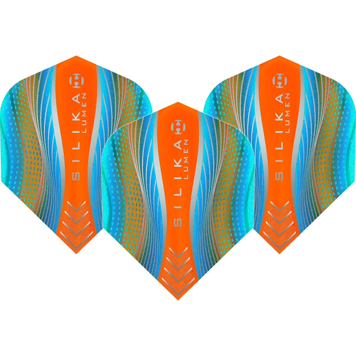 Harrows Silika Lumen No.6 Flights Cyan Orange im 3er Set mit Silika-Beschichtung für kontrollierten Dartflug
