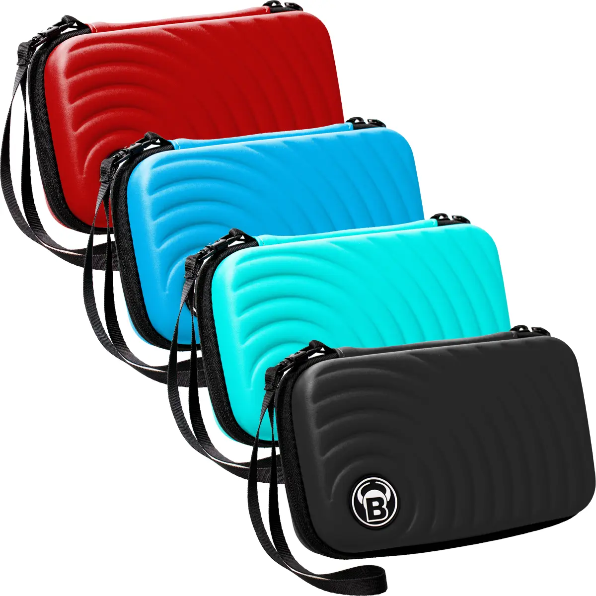 Bull's Orbis XL Darttasche – alle Farbvarianten auf einen Blick Bull's Orbis XL Darttasche in allen Farben – Schwarz, Blau, Mint und Rot im Überblick