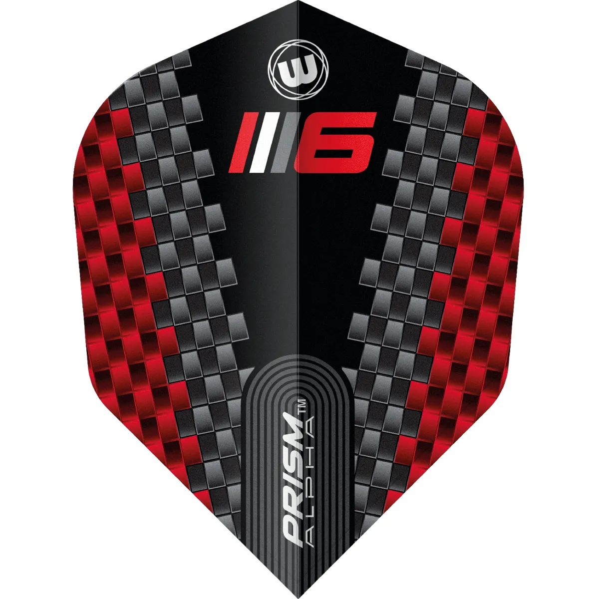 Winmau Blade 6 Prism Alpha Chevron Flights No6 – 3er-Set, schwarz-rot, 100 Mikron