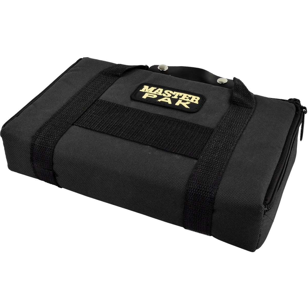 Karella Master PAK Dartkoffer Schwarz seitliche Ansicht mit Reißverschluss und Logo