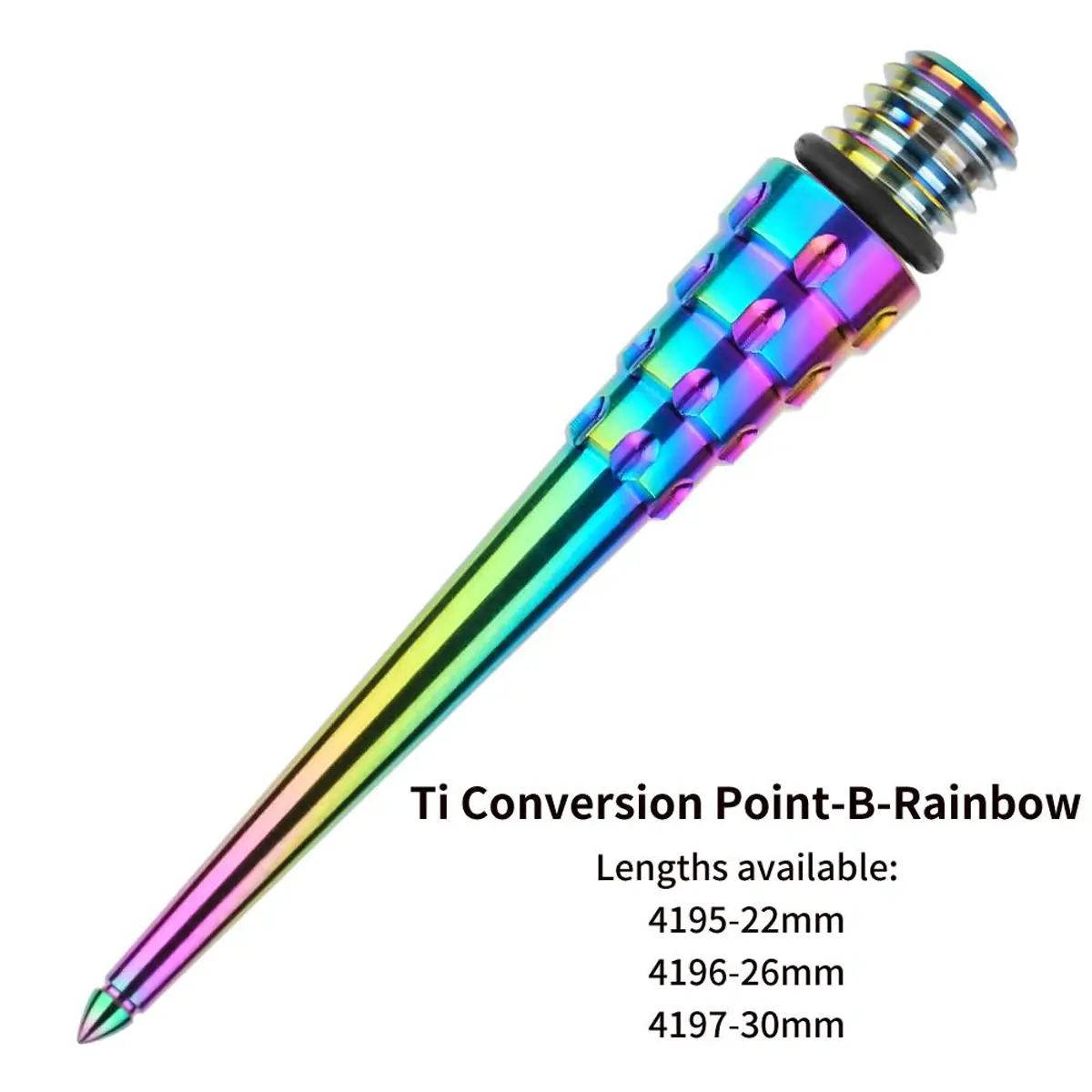 One80 Ti Conversion Point-B Rainbow aus Titanium mit 2BA Gewinde als Wechselspitze für Softdarts zur Umrüstung auf Steeldart
